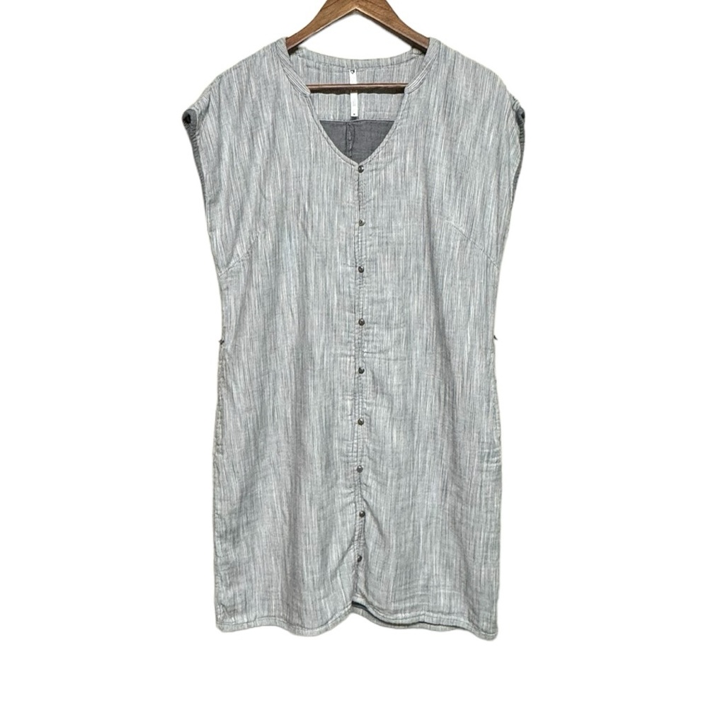 KUHL Womens Riviera Dress Heathered Gray Button Up Cap Sleeve Size Medium Hiking